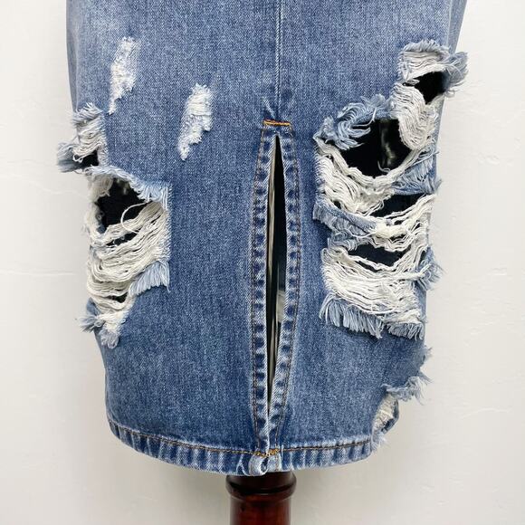 One Teaspoon Freelove Distressed Denim Pencil Skirt Size 25 - Picture 6 of 14
